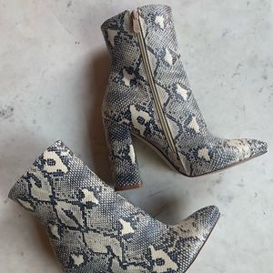 Snake print booties